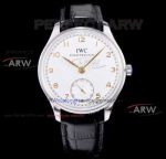 Perfect Replica Fake IWC Portugueser Replica Watches - White Dial Leather Strap